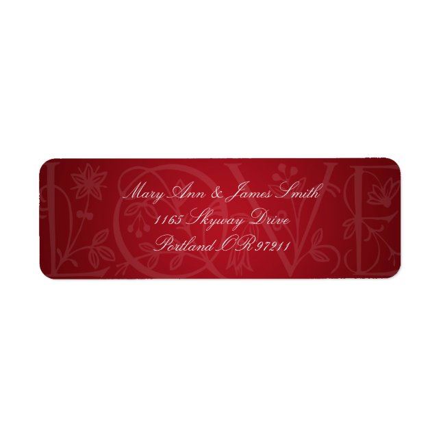 Elegant Wedding Address Liebe Geblüht Red (Vorne)
