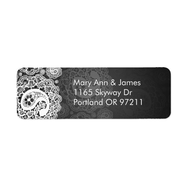 Elegant Wedding Address Paisley Lace Black (Vorne)