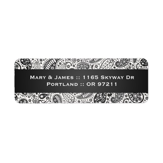 Elegant Wedding Address Paisley Pattern Black (Vorne)