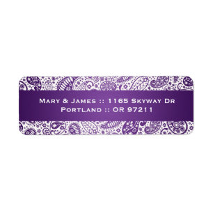 Elegant Wedding Address Paisley Pattern Lila