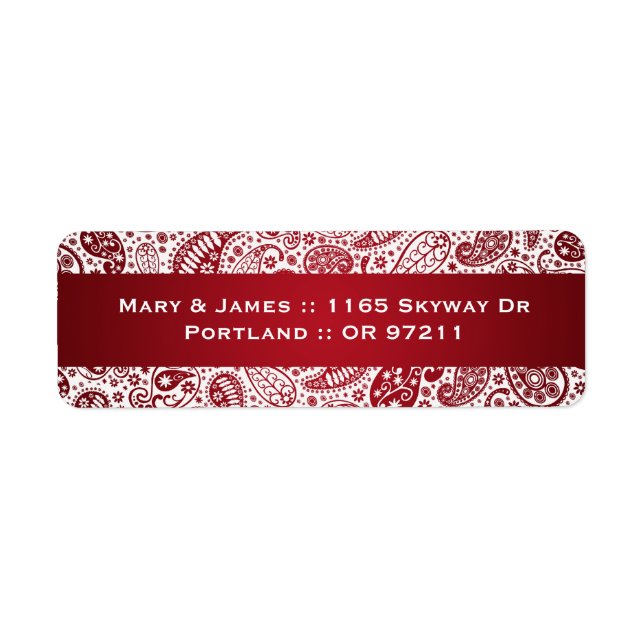 Elegant Wedding Address Paisley Pattern Red (Vorne)