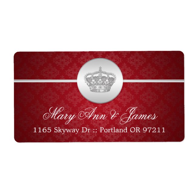 Elegant Wedding Address Royal Crown Red (Vorne)
