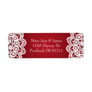 Elegant Wedding Address Vintag Lace Red