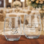 Elegant Wedding Anniversary Vow Renewal Weinglas Ohne Stiel<br><div class="desc">Eleganter Hochzeitstag Vow Renewal Stemless Weingläser mit eleganter Schrift Typografie von "We Still Do" in modern,  klassisch schwarz und weiß. Perfekt für den Jubiläumstoast!</div>