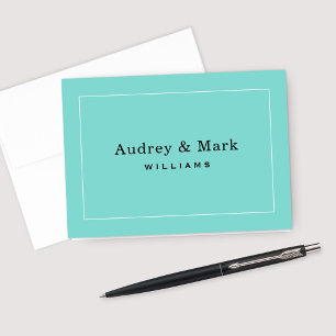 Elegant Wedding Aqua Blue Monogram Dankeskarte