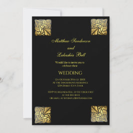 Elegant Wedding Black Gold Einladung