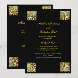 Elegant Wedding Black Gold Einladung