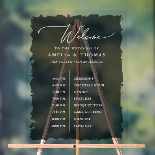 Elegant Wedding Black Welcome and Timeline Acrylschild