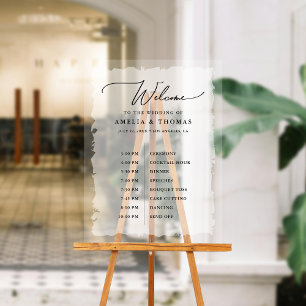Elegant Wedding Black   White Welcome and Timeline Acrylschild