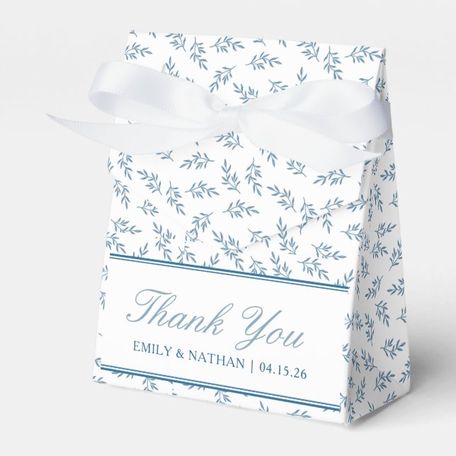 Elegant Wedding Blue Personalisiert Danke Gast Geschenkschachtel (Vorderseite)