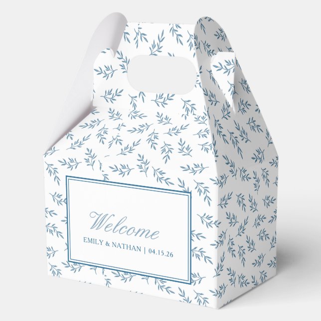 Elegant Wedding Blue Personalisiert Welcome Guest Geschenkschachtel (Vorderseite)