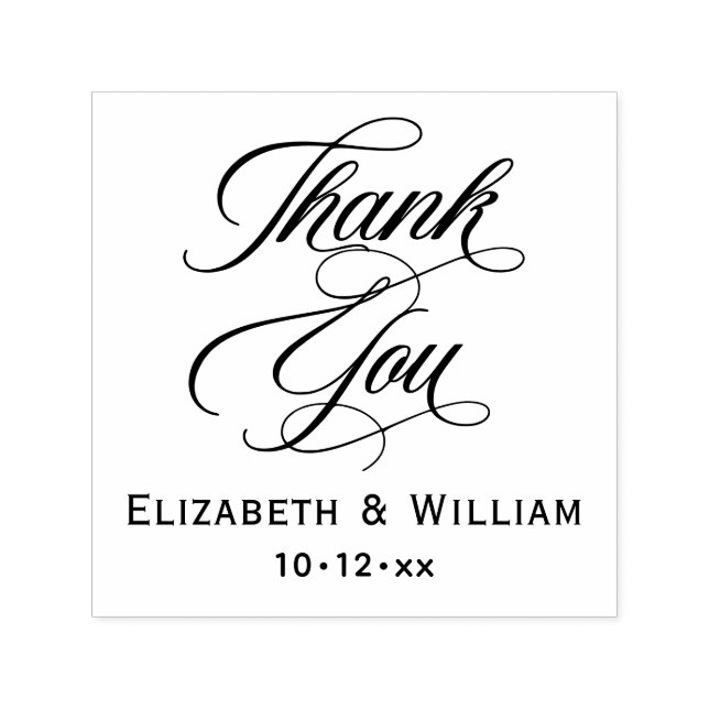 Elegant Wedding Bride Groom Date Danke, #2 Permastempel (Design)