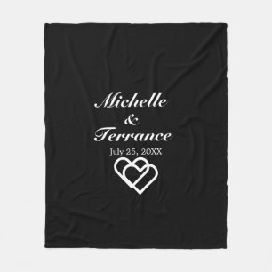 Elegant Wedding Bride Groom Schwarz-weiß Newlyweds Fleecedecke