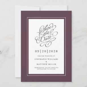 Elegant Wedding Calligraphy Script Chic Lila Save The Date