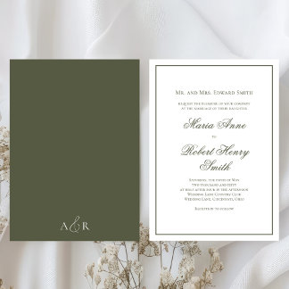 Elegant Wedding Calligraphy Script Green Einladung