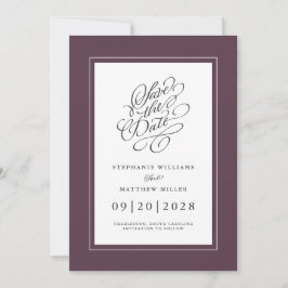 Elegant Wedding Chic Trendy Script Moody Lila Save The Date