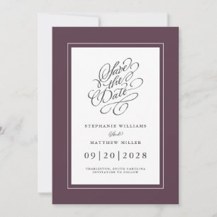 Elegant Wedding Chic Trendy Script Moody Lila Save The Date