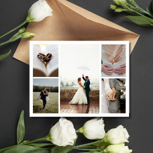Elegant Wedding Collage Vielen Dank Postkarte