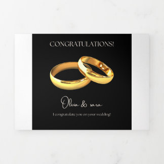 Elegant Wedding Congratulations Card – Gold Rings  Dreifach Gefaltete Einladung