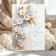 Elegant Wedding Cornflower Blue White Gold Flowers