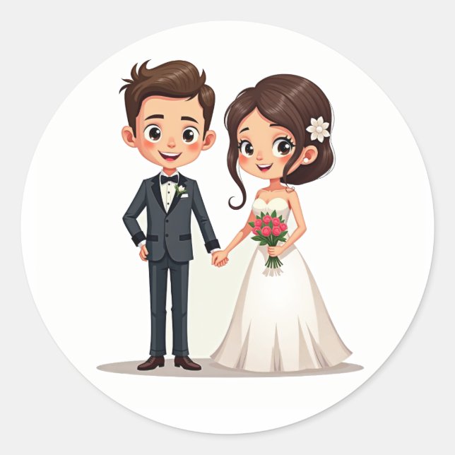 Elegant Wedding Couple Sticker (Vorderseite)