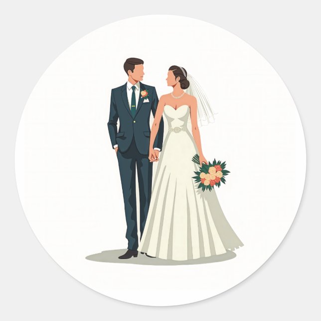 Elegant Wedding Couple Sticker (Vorderseite)