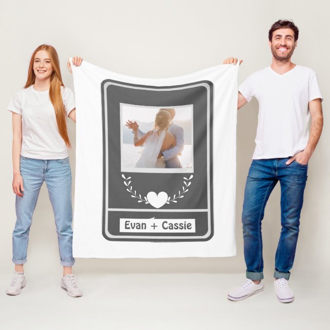 ELEGANT Wedding Couple's Foto Names Fleecedecke (Beispiel)