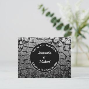 Elegant Wedding Crackled Silver Guest Danke Postkarte