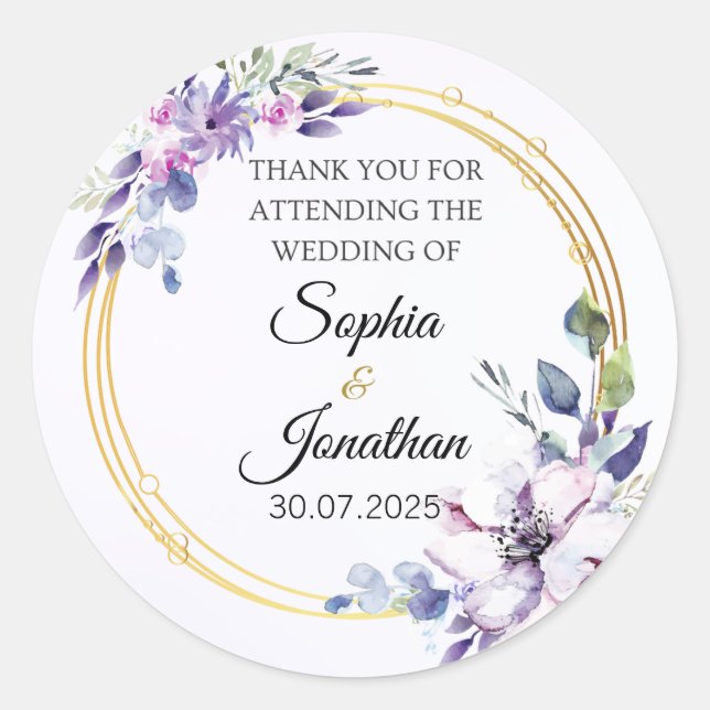 Elegant Wedding Dankeschön Sticker (Vorderseite)