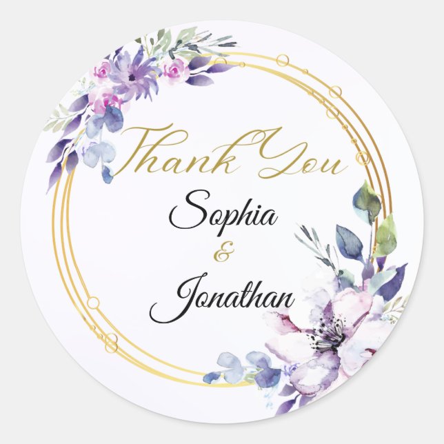 Elegant Wedding Dankeschön Sticker (Vorderseite)