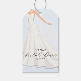 Elegant Wedding Dress Bridal Shower Blue Favor Geschenkanhänger