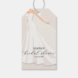 Elegant Wedding Dress Bridal Shower Favor Geschenkanhänger