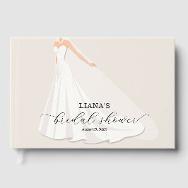 Elegant Wedding Dress Bridal Shower Guest Book Gästebuch