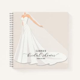 Elegant Wedding Dress Bridal Shower Guest Book Notizbuch