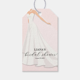 Elegant Wedding Dress Bridal Shower Pink Favor Geschenkanhänger