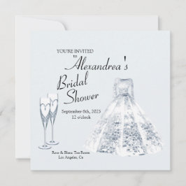 Elegant Wedding Dress Champaign Flute Bridal Einladung