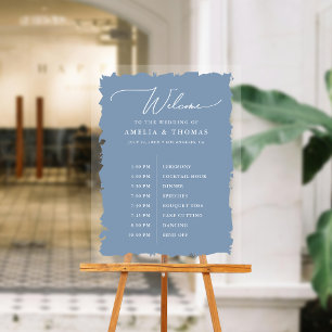Elegant Wedding Dusty Blue Willkommen und Timeline Acrylschild