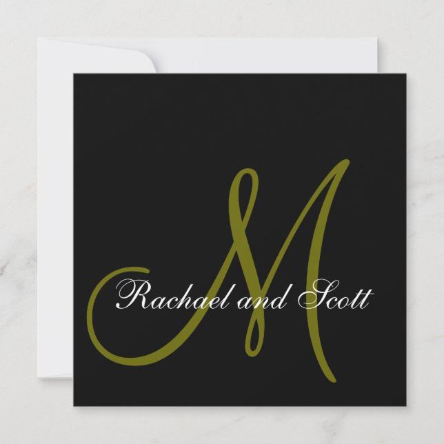 Elegant Wedding Einladungen Monogram Names Black (Vorderseite)
