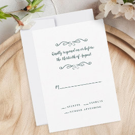 Elegant Wedding Emerald Green Classic Minimalistis RSVP Karte