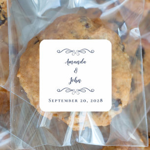 Elegant Wedding Envelope Gefallen Danke Blue Quadratischer Aufkleber