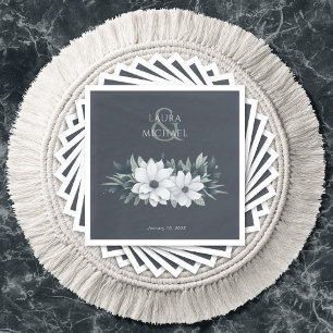 Elegant Wedding Floral Aquamarin Paper Napkin Serviette