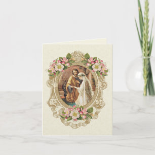 Elegant Wedding Floral Religious Danke Karte
