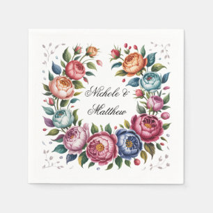 Elegant Wedding Floral Wreath Serviette