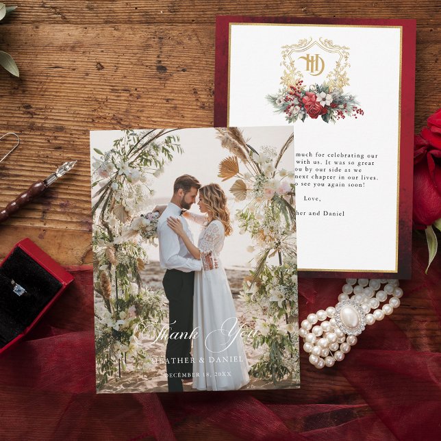 Elegant Wedding Foto Calligraphy Vielen Dank Dankeskarte (Von Creator hochgeladen)