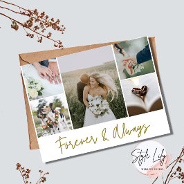 Elegant Wedding Foto Collage Danke Budget Postkarte