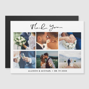 Elegant Wedding Foto Collage Vielen Dank Magnetkarte
