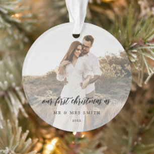 Elegant Wedding Foto Newlyweds Ornament