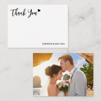 Elegant Wedding Foto Vielen Dank Newlyweds Couple Mitteilungskarte