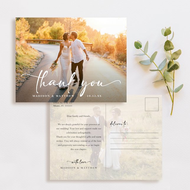 Elegant Wedding Foto Vielen Dank Postkarte (Von Creator hochgeladen)