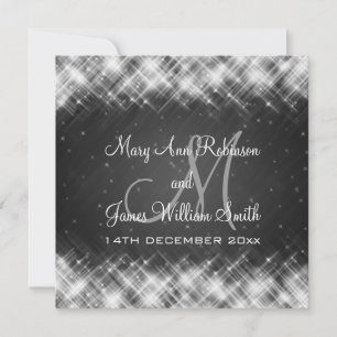 Elegant Wedding Glamour Sparks Black Einladung